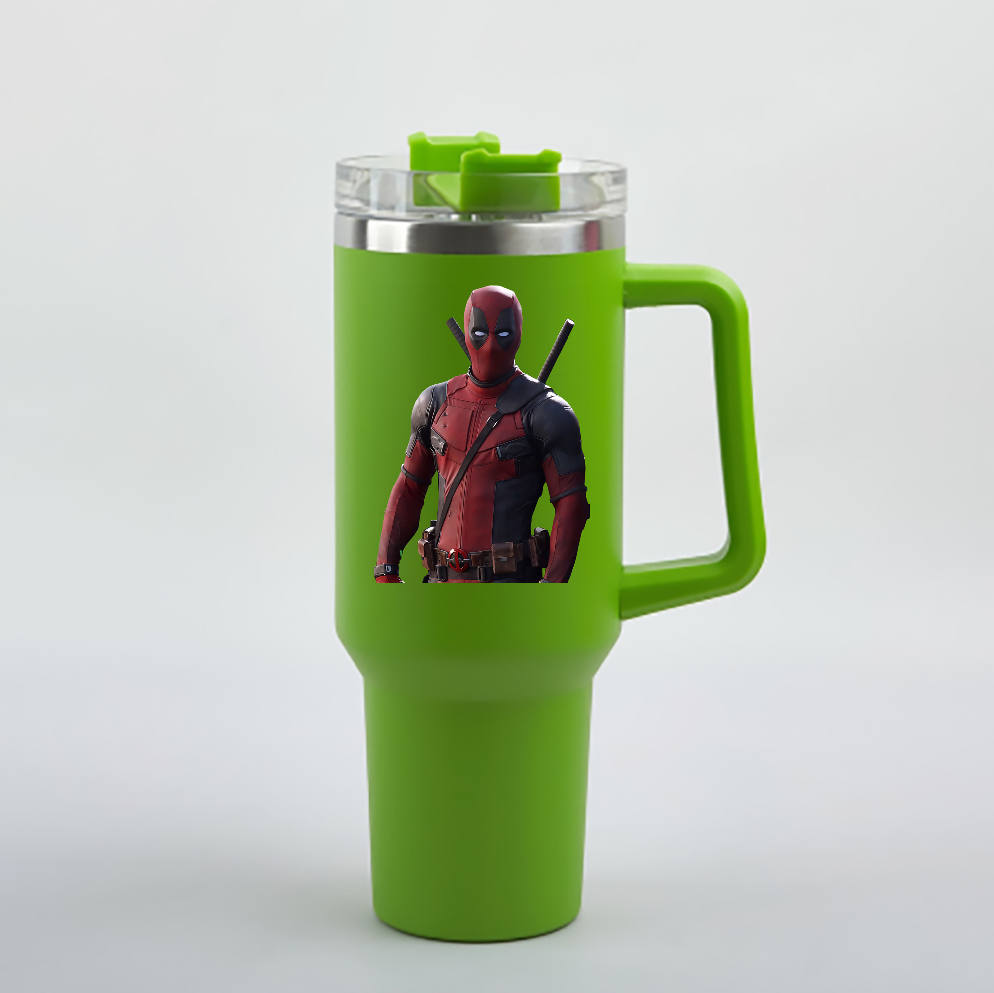 （画像用） Deadpool デッドプール 1200mL車用タンブラー - クリスタルステッカー（プラスチックストロー付き）